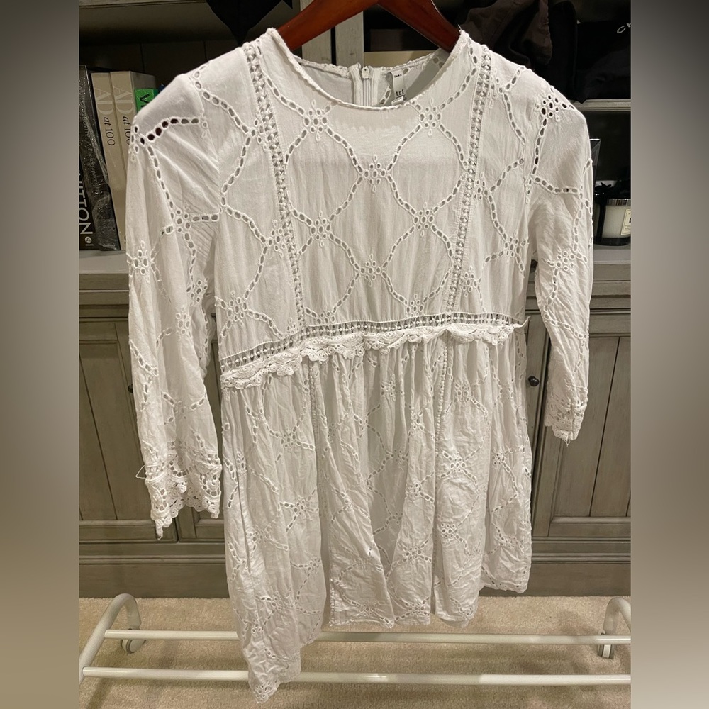 Zara trf White Eyelet Romper with Pockets